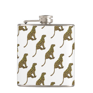 Leopard Brown and Yellow Siloette Hip Flask