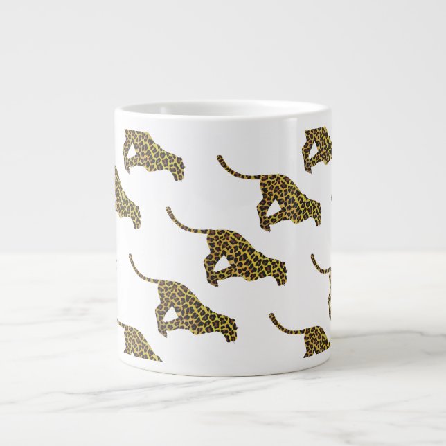 Leopard Brown and Yellow Siloette Large Coffee Mug (Front)