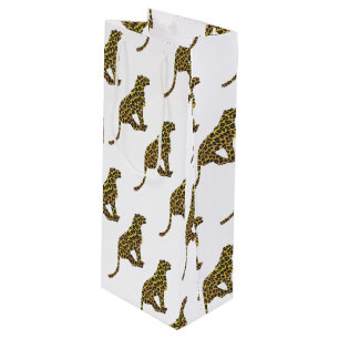 Leopard Brown and Yellow Siloette Wine Gift Bag