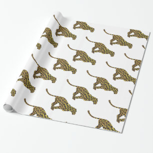 Leopard Brown and Yellow Siloette Wrapping Paper