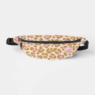 Leopard Brown Pink Beige Personalised Bum Bags
