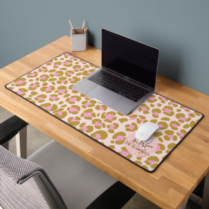 Leopard Brown Pink Beige Personalised Desk Mat