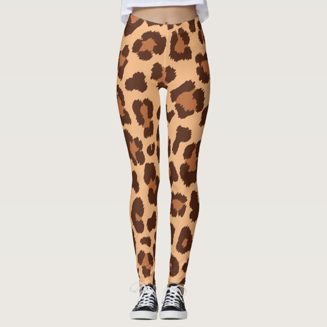 Leopard brown spotted cheetah pattern Legging (Front)