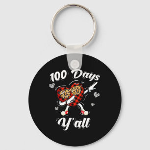Leopard Buffalo Plaid 100 Days Y'all Of School Dab Key Ring