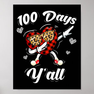 Leopard Buffalo Plaid 100 Days Y'all Of School Dab Poster