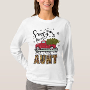 Leopard Buffalo Plaid Santa's Favourite Aunt Chris T-Shirt