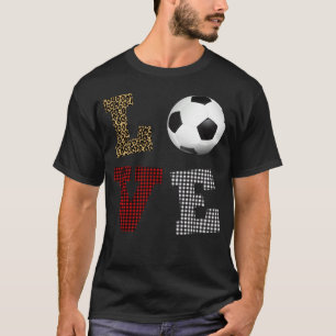 Leopard Buffalo Plaid Soccer Player Coach Valentin T-Shirt