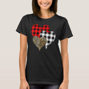 Leopard Buffalo Red Black Plaid Heart Funny Valent T-Shirt
