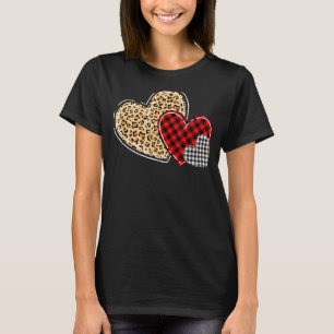 Leopard Buffalo Red Black Plaid Heart Funny Valent T-Shirt