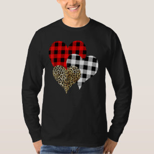 Leopard Buffalo Red Black Plaid Heart Funny Valent T-Shirt