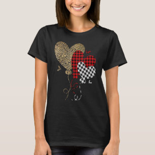 Leopard Buffalo Red Black Plaid Heart Funny Valent T-Shirt