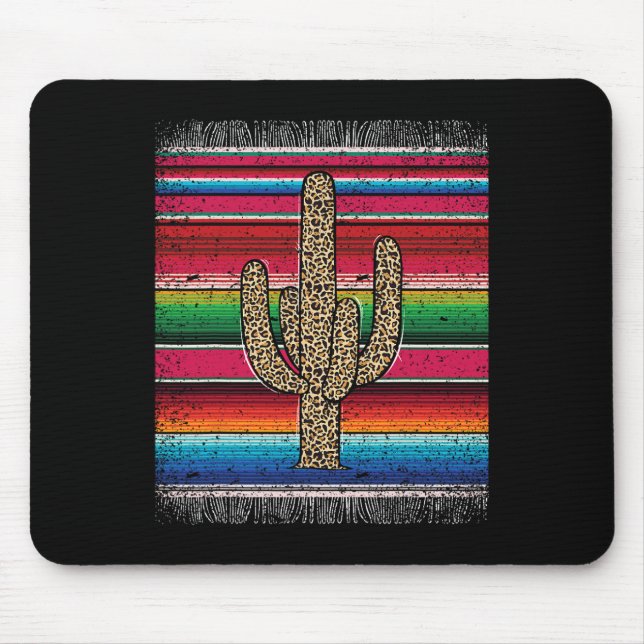 Leopard Cactus Mexican Serape Cinco De Mayo Women  Mouse Pad (Front)