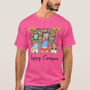 Leopard Camping Rv Gnome Camper Happy Summer Campi T-Shirt