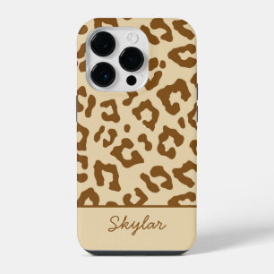 Leopard Cheetah Animal Print Custom Cursive Name iPhone 14 Pro Case