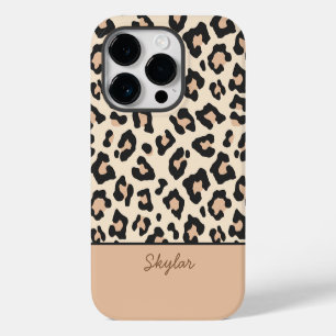 Leopard Cheetah Animal Print Custom Cursive Name iPhone 14 Pro Case