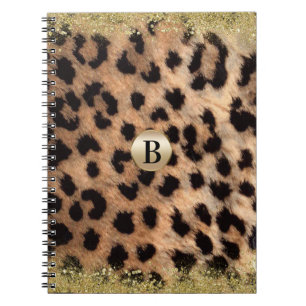 Leopard Cheetah Animal Print Gold Glitter Modern Spiral Notebook
