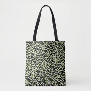 Leopard, cheetah animal print green tote bag