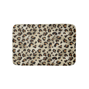 Leopard Cheetah Animal Print Pattern Beige Brown Bath Mat