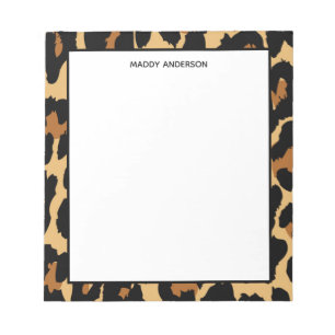Leopard Cheetah Animal Print Pattern Monogram Notepad