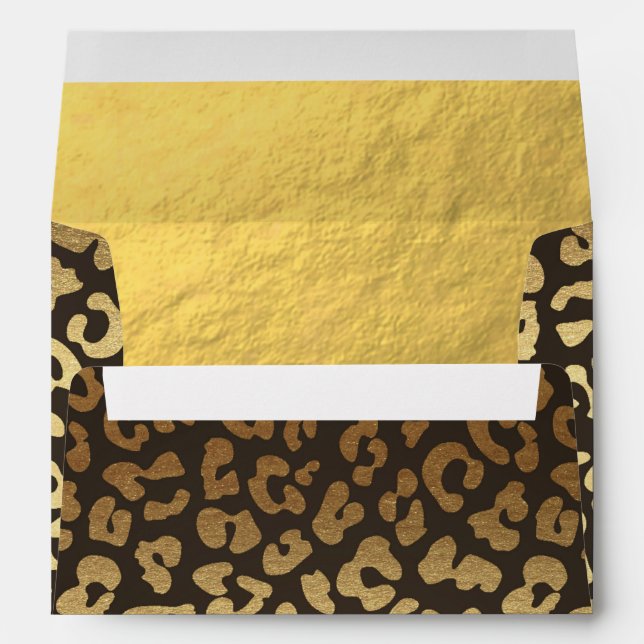 Leopard Cheetah Animal Skin Print Modern Glam Gold Envelope (Back (Bottom))