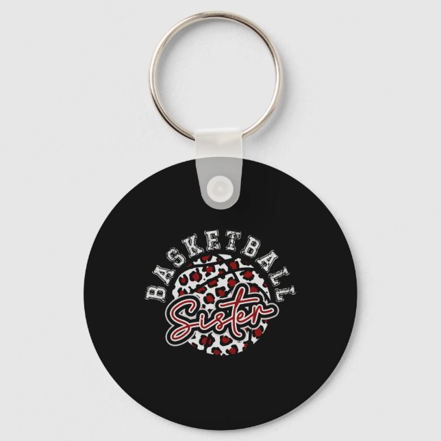 Leopard Cheetah Bysketbyll Sister  Key Ring (Front)