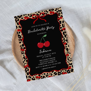 Leopard Cheetah Cherry Bachelorette Invitation
