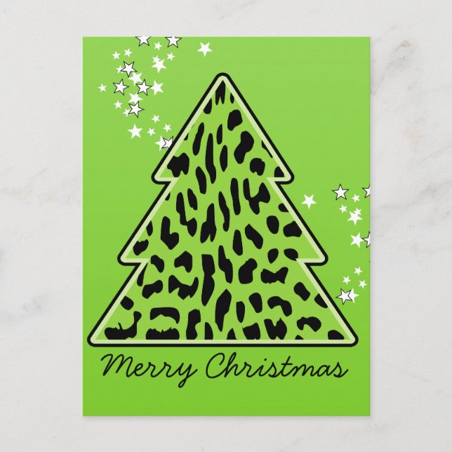 Leopard cheetah Christmas Tree Postcard (Front)