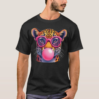 Leopard Cheetah Cute Jaguar Cat Sunglasses Bubble T-Shirt