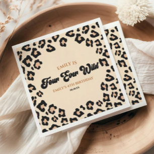 Leopard Cheetah Four Ever Wild 4th Birthday Party Napkin