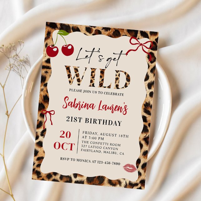 Leopard Cheetah Let’s Get Wild Birthday Invitation (Creator Uploaded)