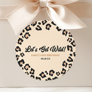 Leopard Cheetah Let's Get Wild! Birthday Party Classic Round Sticker