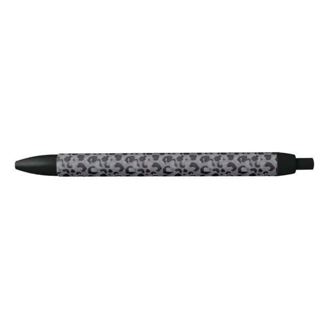 Leopard Cheetah Pattern Dark Grey Black Ink Pen (Front)