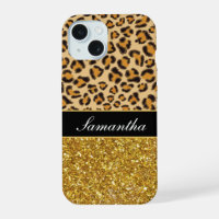 Leopard cheetah pattern gold glitter