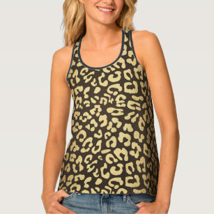 Leopard Cheetah Print Animal Skins Gold Ombre Singlet
