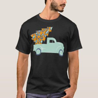Leopard Cheetah Print Farmer Truck Christmas Pajam T-Shirt