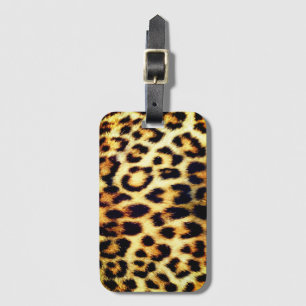 Leopard Cheetah Print Faux Fur Luggage Tag