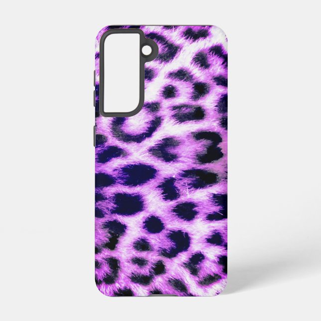 Leopard Cheetah Print Faux Fur pink Samsung Galaxy S21 Case (Back)
