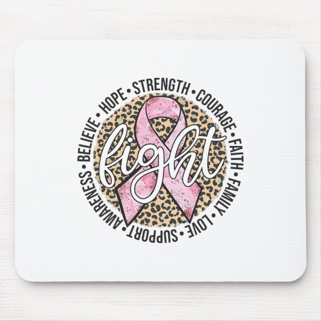 Leopard Cheetah Print Fight Breast Cancer Awarenes Mouse Pad (Front)