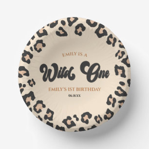 Leopard Cheetah Print Wild One 1st Birthday Party Paper Plate