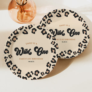 Leopard Cheetah Print Wild One 1st Birthday Party Paper Plate