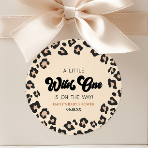 Leopard Cheetah Print Wild One Baby Shower Classic Round Sticker