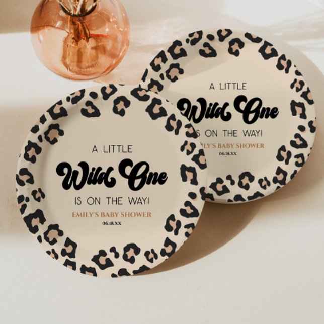 Leopard Cheetah Print Wild One Baby Shower Paper Plate (Creator Uploaded)