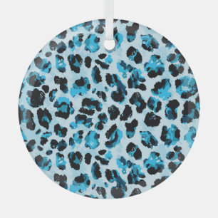 Leopard Cheetah Skin: Watercolor Vintage Tie Dye Glass Tree Decoration