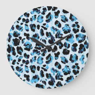 Leopard Cheetah Skin: Watercolor Vintage Tie Dye Large Clock