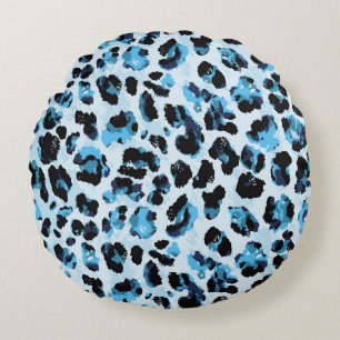 Leopard Cheetah Skin: Watercolor Vintage Tie Dye Round Cushion