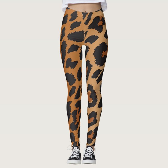 Leopard Cheetah Spots Wild Animal Print Pattern Leggings (Front)