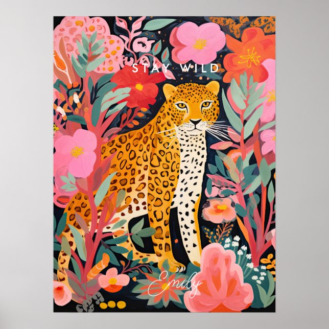 leopard cheetah stay wild kid's room poster (Front)
