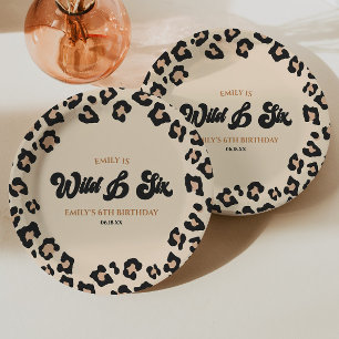Leopard Cheetah Wild and Six 6th Birthday Party Paper Plate