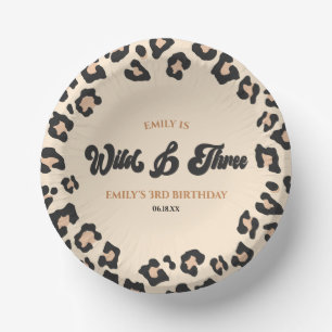 Leopard Cheetah Wild & Three 3rd Birthday Party Paper Plate