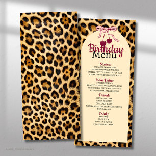 Leopard Cherry Pink Bow Birthday Menu